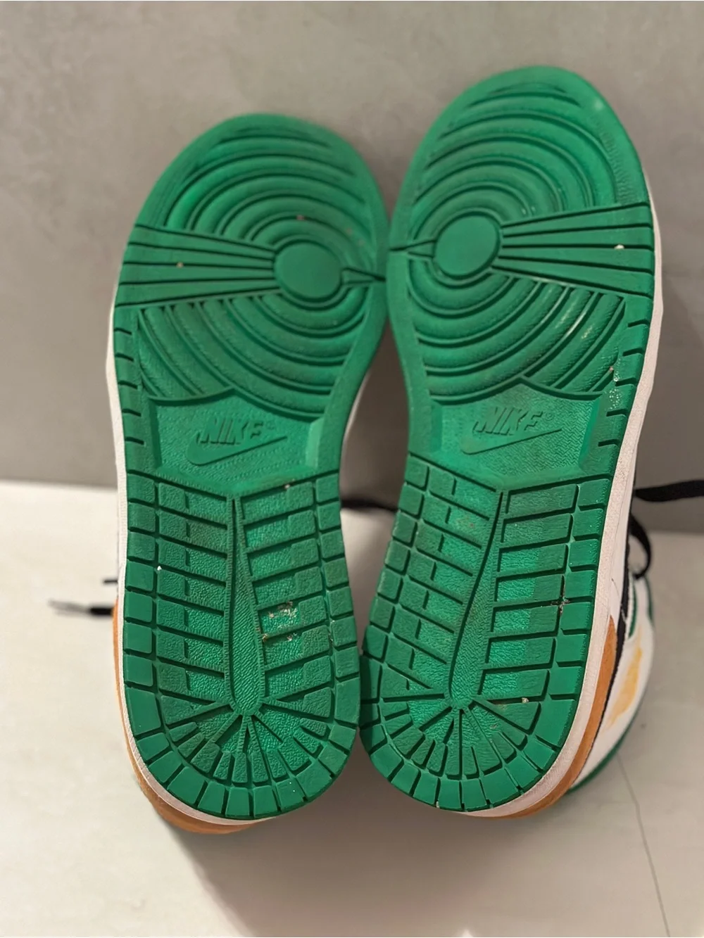 Size 14 Men New Air Jordan 1 Mid Top Leather Sneakers SE Oakland Pre Owned